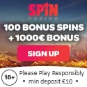 Spin Casino €1000 welcome bonus and 100 free spins on Wheel of Wishes