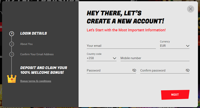 Create a new account now! 